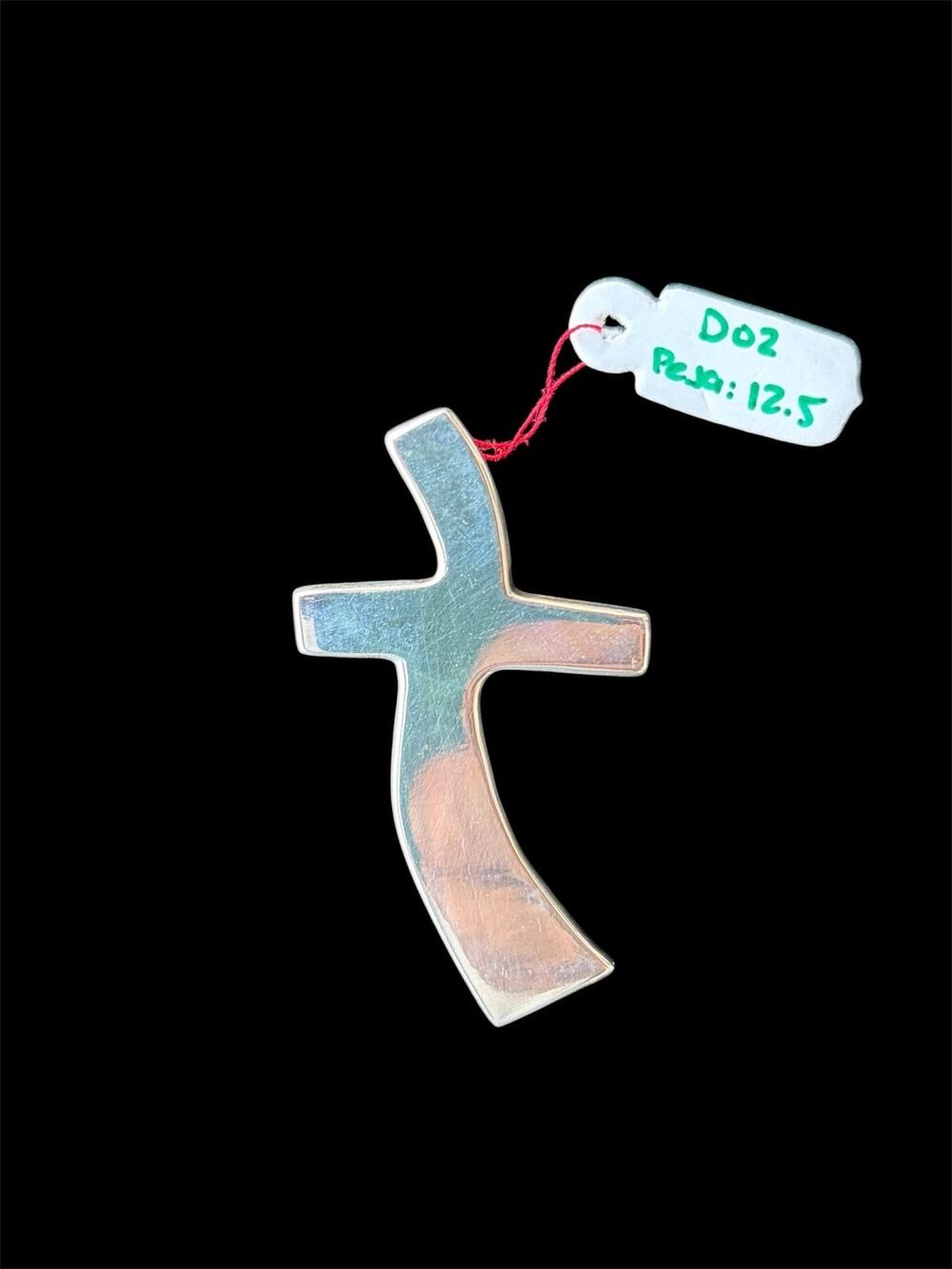 950 Sterling Silver Minimalist Sway Square End Cross Pendant 12g Peru NOS Unworn